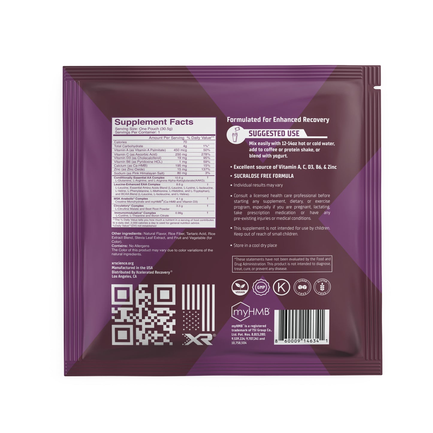 XR® Therapeutic Musculoskeletal Recovery Supplement | Concord Grape 1 single serving
