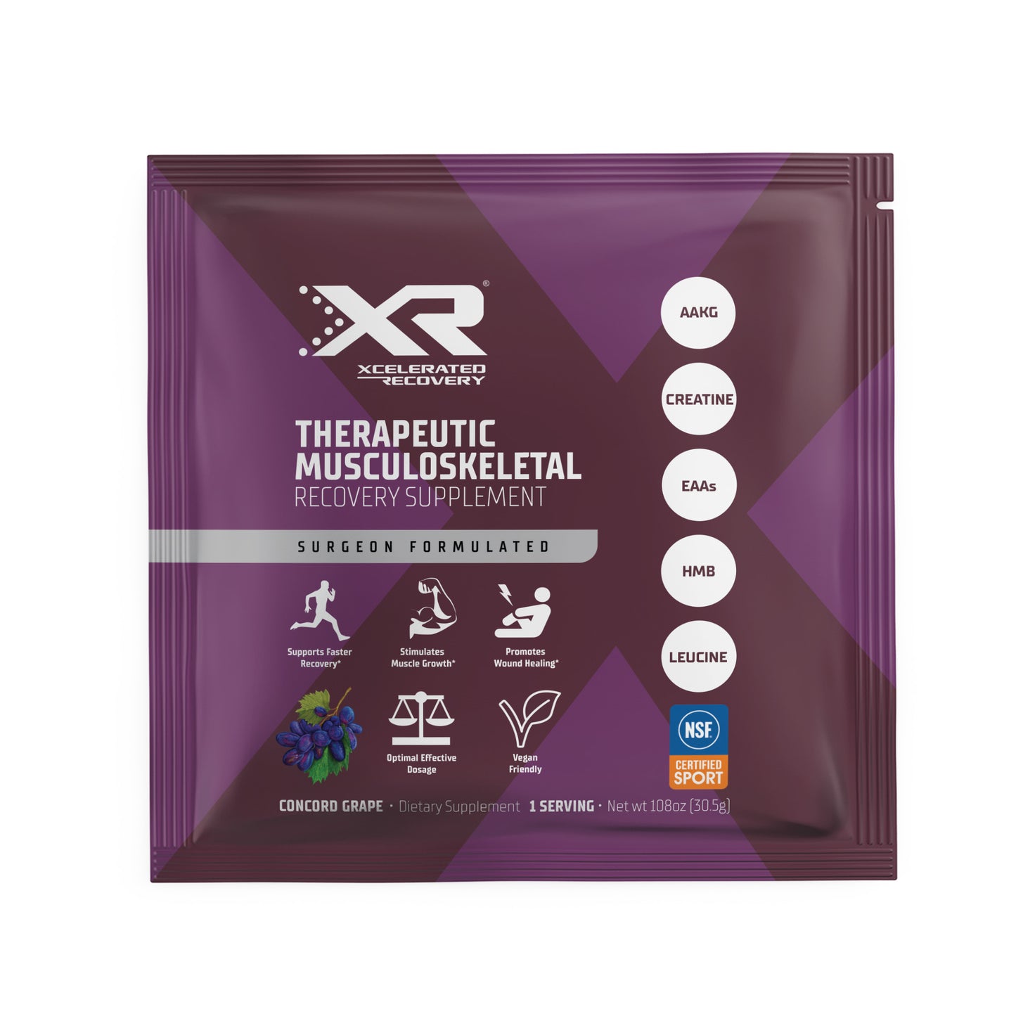 XR® Therapeutic Musculoskeletal Recovery Supplement | Concord Grape 1 single serving