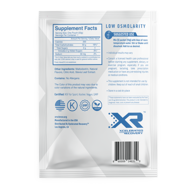 XR™ Carbohydrate Loading Drink Mix back of packaging